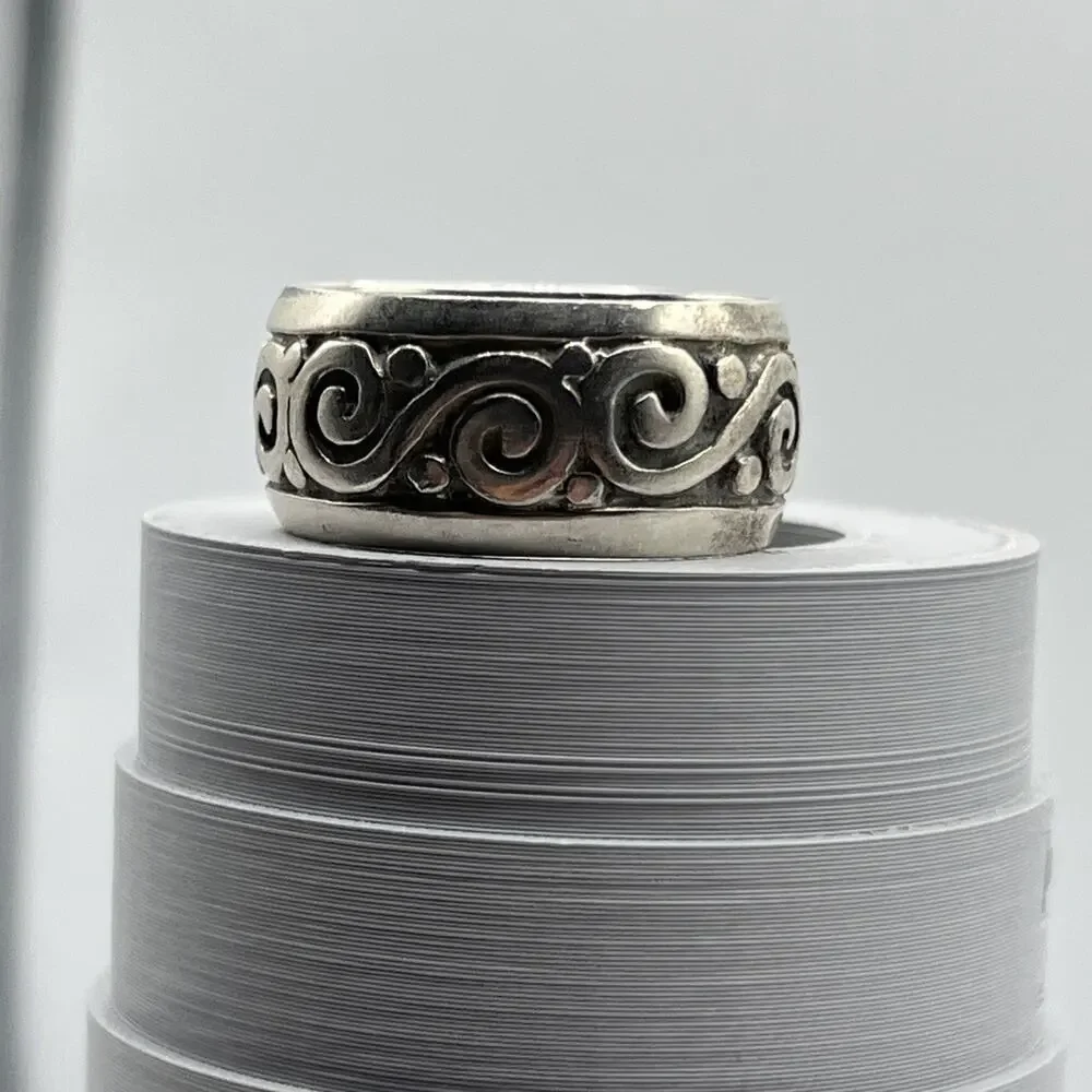Sterling Silver 925 Scroll Eternity Band Ring Size 8 Vintage Marked 925 Tested